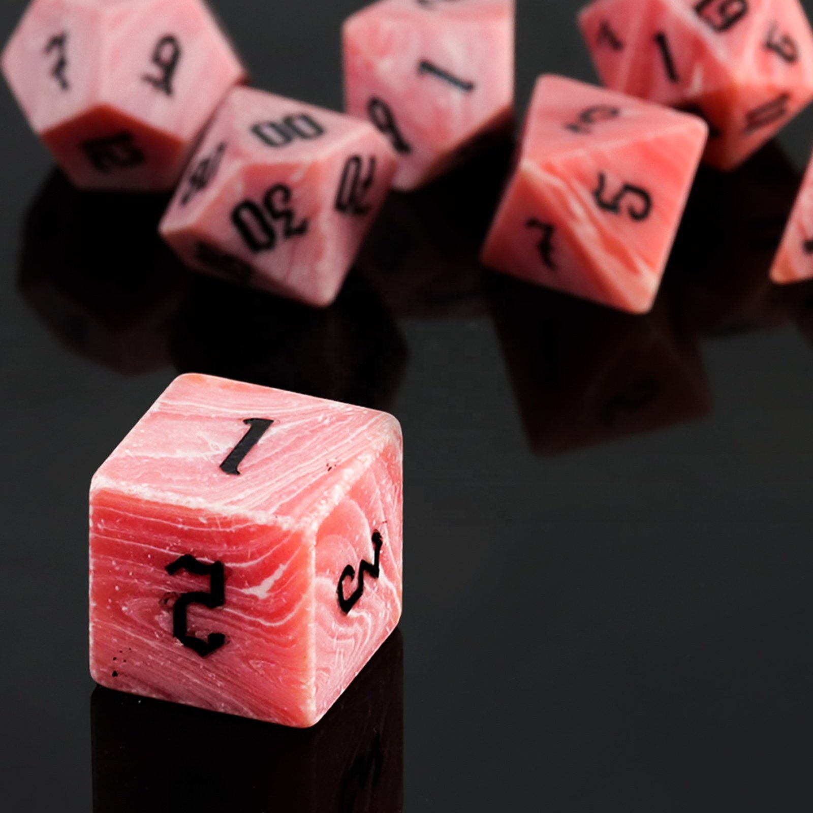 Wholesale DND Stone Dice Set Man-made Red Turquoise Dice For Dungeons And Dragons RPG
