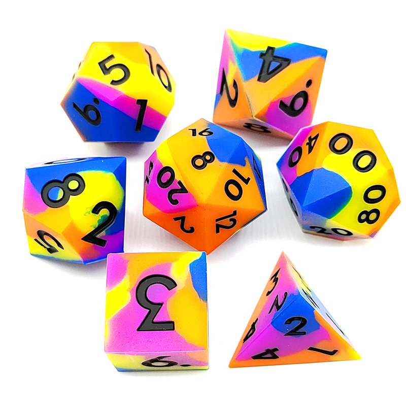 Wholesale Silicone Dice Set Custom DND Dice Sharp Edge Silicone Rubber D&D Dice for RPG Board Game