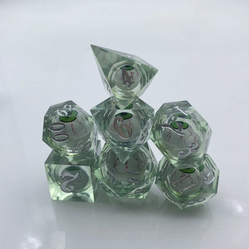 Customizable New Polyhedral Longan Dice DND Resin Liquid Core with Sharp Edges Eye Removable DND Dice