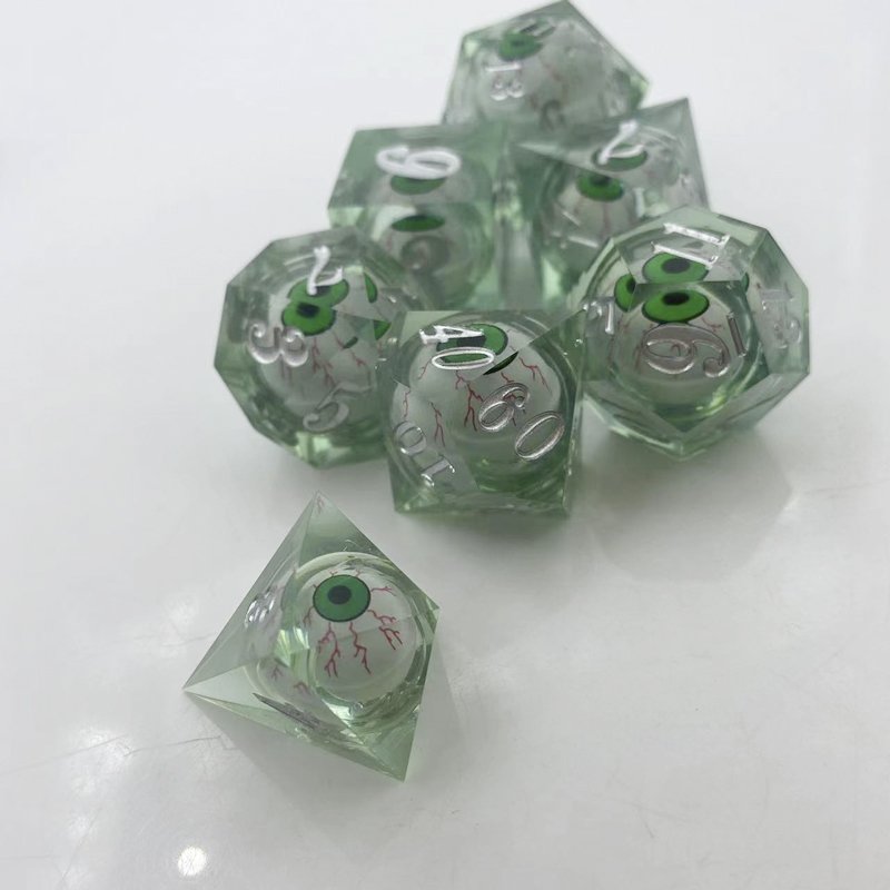 Customizable New Polyhedral Longan Dice DND Resin Liquid Core with Sharp Edges Eye Removable DND Dice