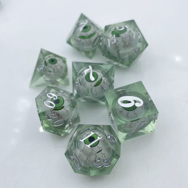 Customizable New Polyhedral Longan Dice DND Resin Liquid Core with Sharp Edges Eye Removable DND Dice
