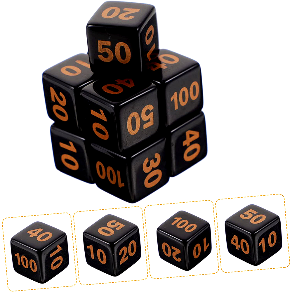 D6 Acrylic Dice 14mm Right Angle Number Black Solid Color Dice Game Board Game Custom Dice