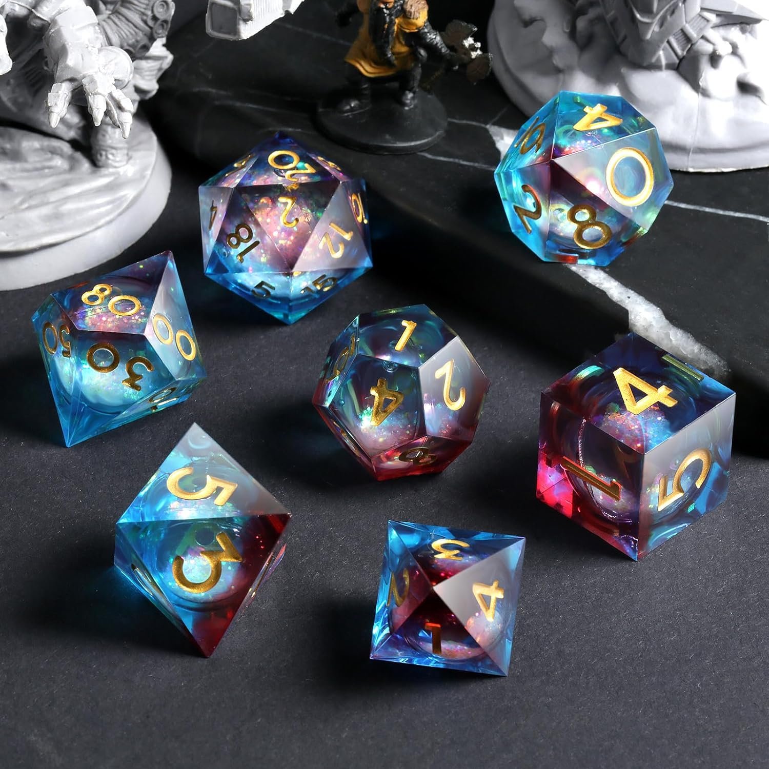 New hot-selling liquid core Quicksand Dice Resin polyhedron set board role-playing dragon and dungeon game dice