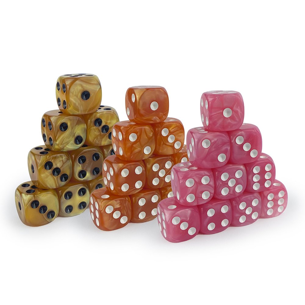 Wholesale 16mm High Quality D6 Acrylic Dice Colorful Pearl Dice Rounded Corners Dice Game