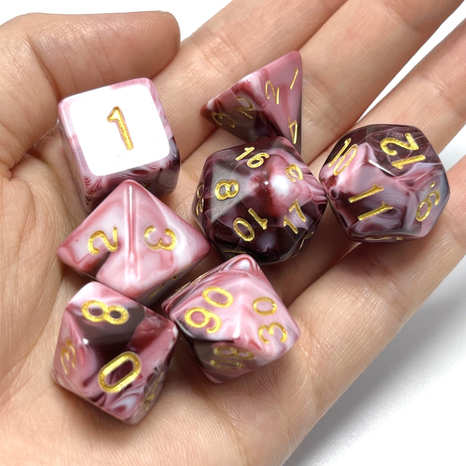 Rpg Custom acrylic polyhedral marble 16mm dice set