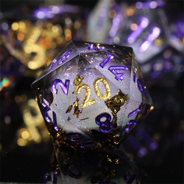 Mini Planet Custom Handmade Liquid Core Resin Dragon Dungeon DND RPG Dice Set Sharp Edges Polyhedral Board Game Dice