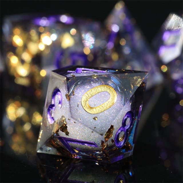 Mini Planet Custom Handmade Liquid Core Resin Dragon Dungeon DND RPG Dice Set Sharp Edges Polyhedral Board Game Dice