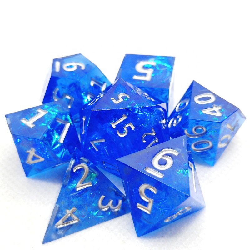 7PCS DND Dice Dungeons and Dragons Dice Blue sharp dice Set