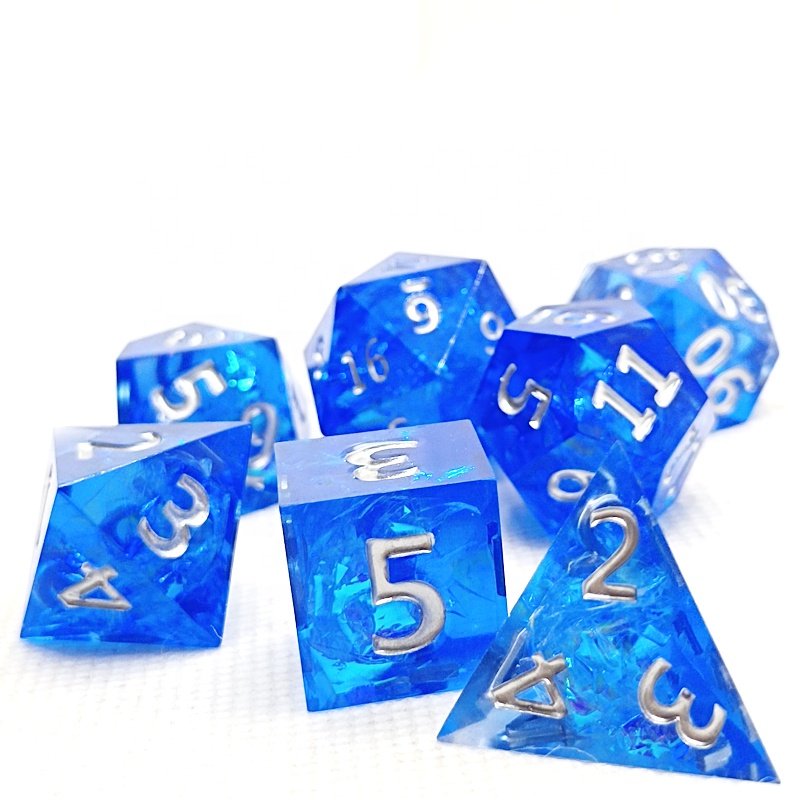 7PCS DND Dice Dungeons and Dragons Dice Blue sharp dice Set