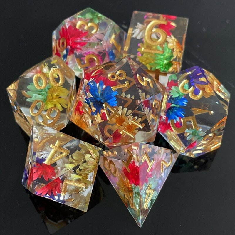 7PCS DND Dice Dungeons and Dragons Dice Blue sharp dice Set