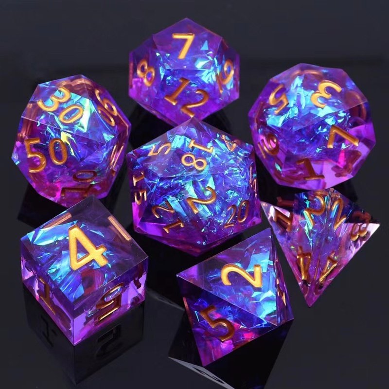 7PCS DND Dice Dungeons and Dragons Dice Blue sharp dice Set
