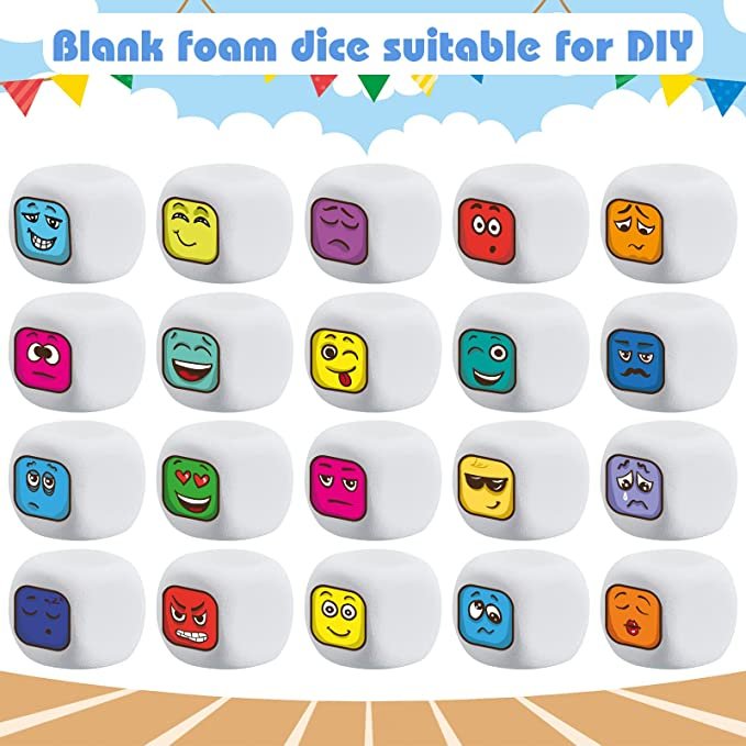 White Blank Dice Eva Foam Dice Foam toy Blocks for Crafts Building Foam Cubes for Crafting Game