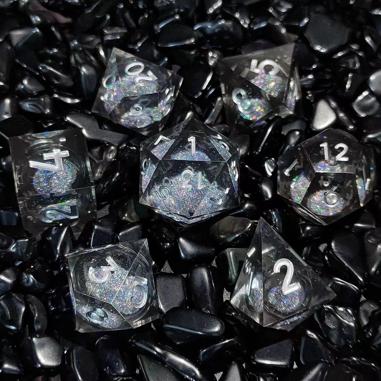 Hot selling new liquid core Quicksand sharp edge resin dice DND trpg Dungeons & Dragons board game polyhedron dice