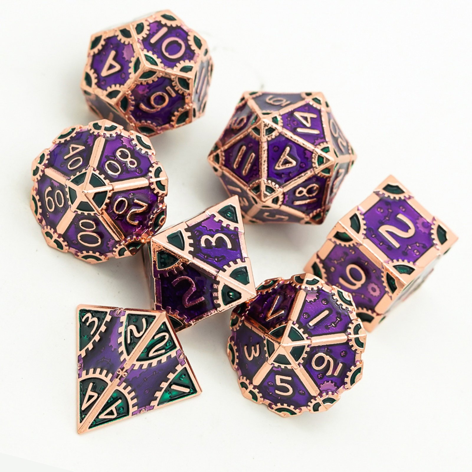 Udixi Polyhedral Custom Metal RPG Dungeons and Dragons High Quality Dice Set Purple&Green