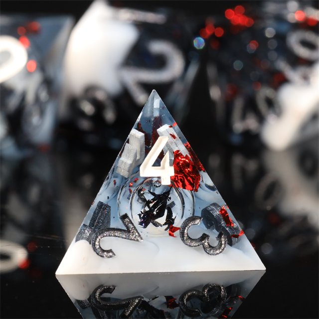 MINI PLANET Custom Handmade Liquid Core Resin RPG Dice Set Dragon and Dungeon DND Sharp Edge Polyhedral Board Game Dice