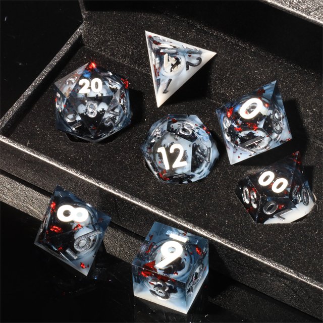 MINI PLANET Custom Handmade Liquid Core Resin RPG Dice Set Dragon and Dungeon DND Sharp Edge Polyhedral Board Game Dice