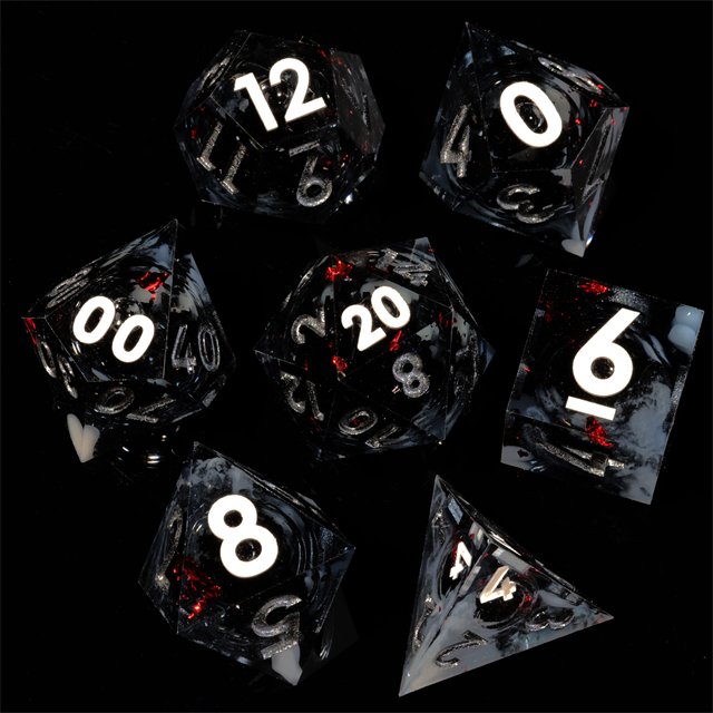 MINI PLANET Custom Handmade Liquid Core Resin RPG Dice Set Dragon and Dungeon DND Sharp Edge Polyhedral Board Game Dice
