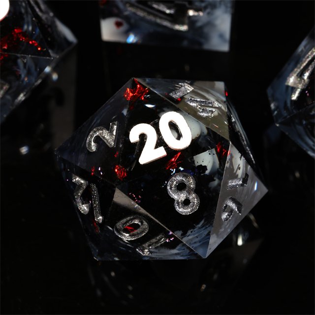MINI PLANET Custom Handmade Liquid Core Resin RPG Dice Set Dragon and Dungeon DND Sharp Edge Polyhedral Board Game Dice