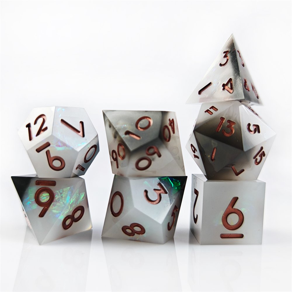 Black&White RPG Game Dice for DND Dragon and Dungeon Polyhedral Resin Dice Set