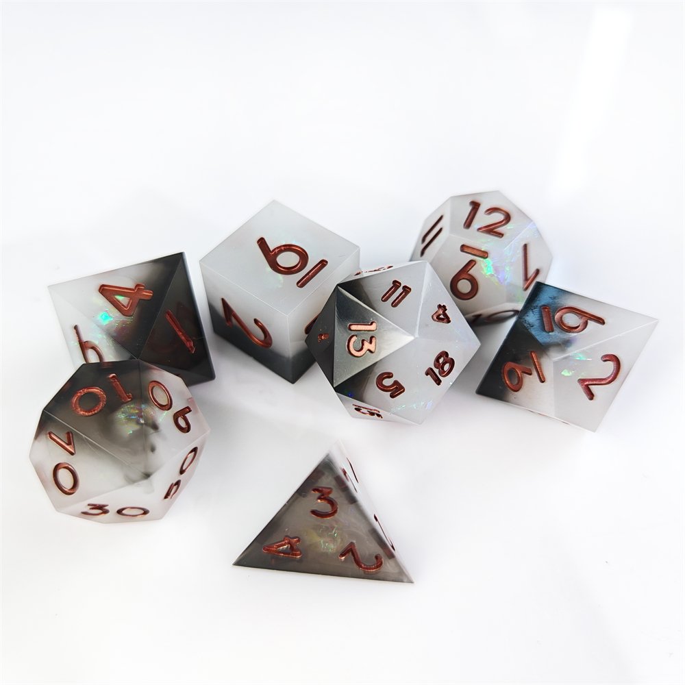 Black&White RPG Game Dice for DND Dragon and Dungeon Polyhedral Resin Dice Set