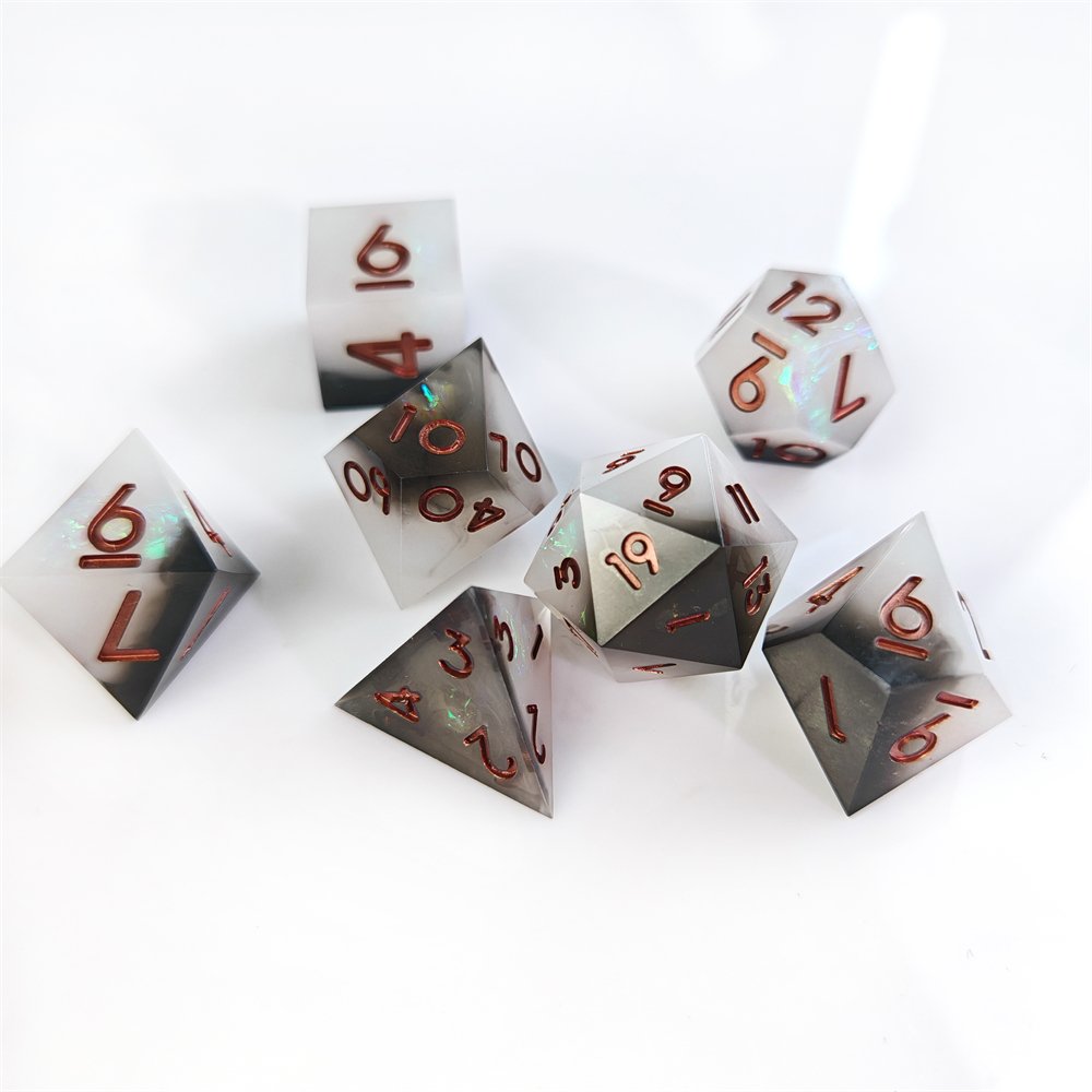 Black&White RPG Game Dice for DND Dragon and Dungeon Polyhedral Resin Dice Set