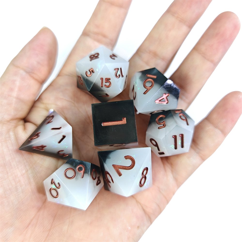 Black&White RPG Game Dice for DND Dragon and Dungeon Polyhedral Resin Dice Set