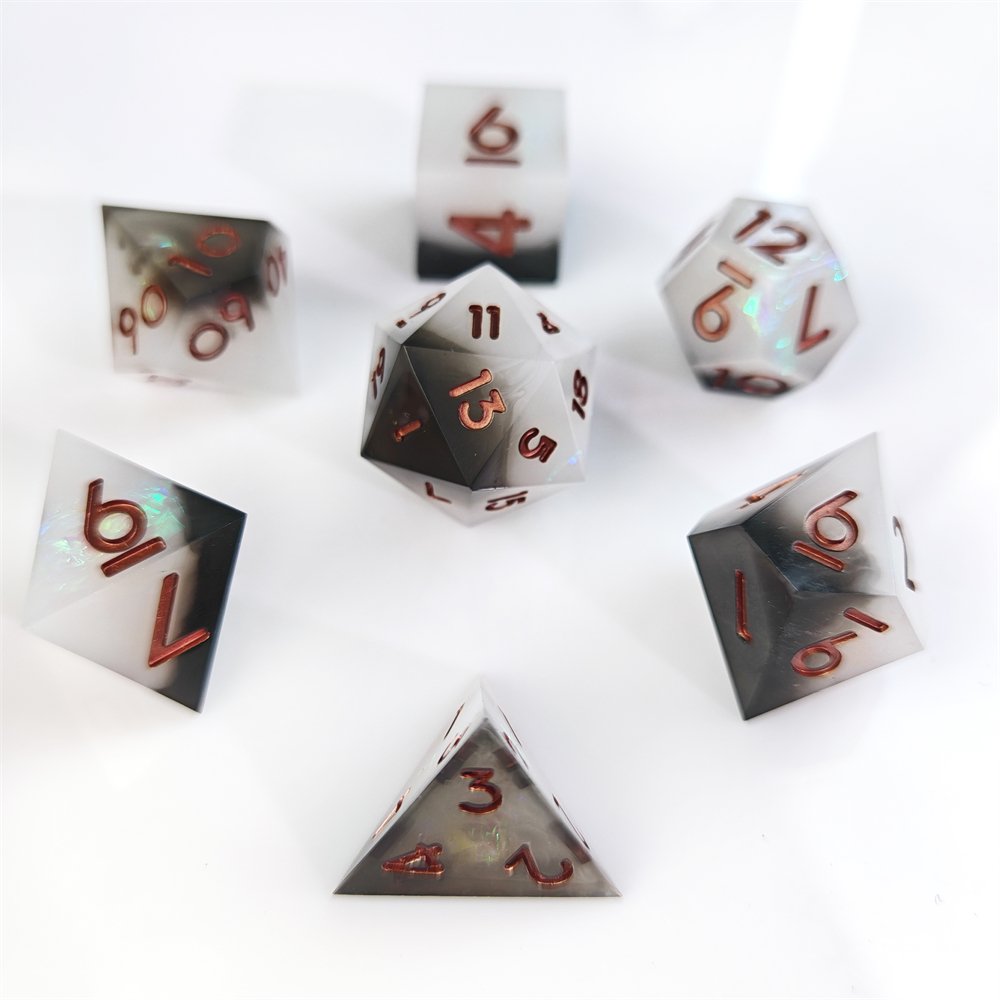 Black&White RPG Game Dice for DND Dragon and Dungeon Polyhedral Resin Dice Set