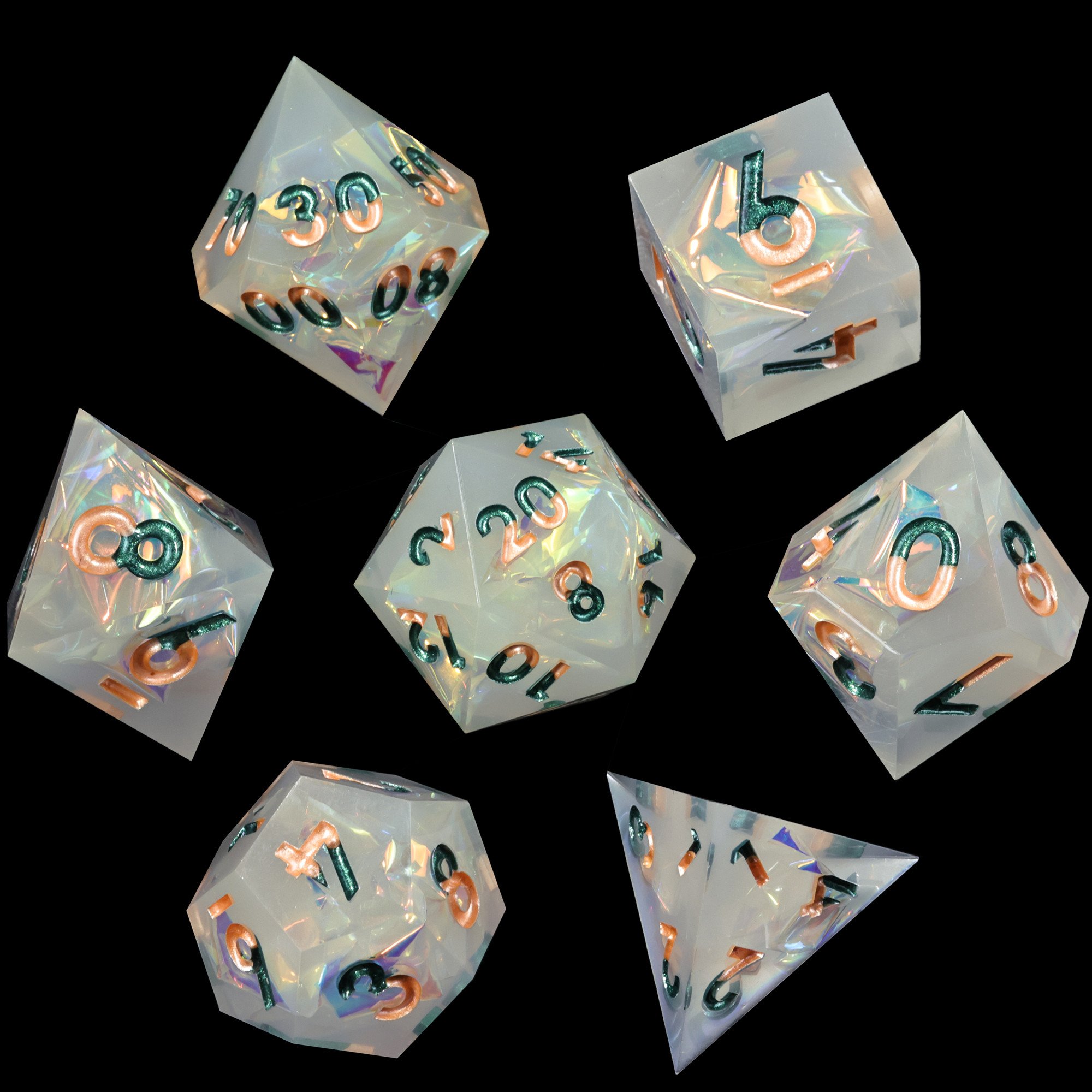 MINI PLANET Dnd Dice Set 7pcs Wholesale Custom Resin Dice with Sharp Edges For TRPG Dungeons & Dragons Handmade Polyhedral Dice