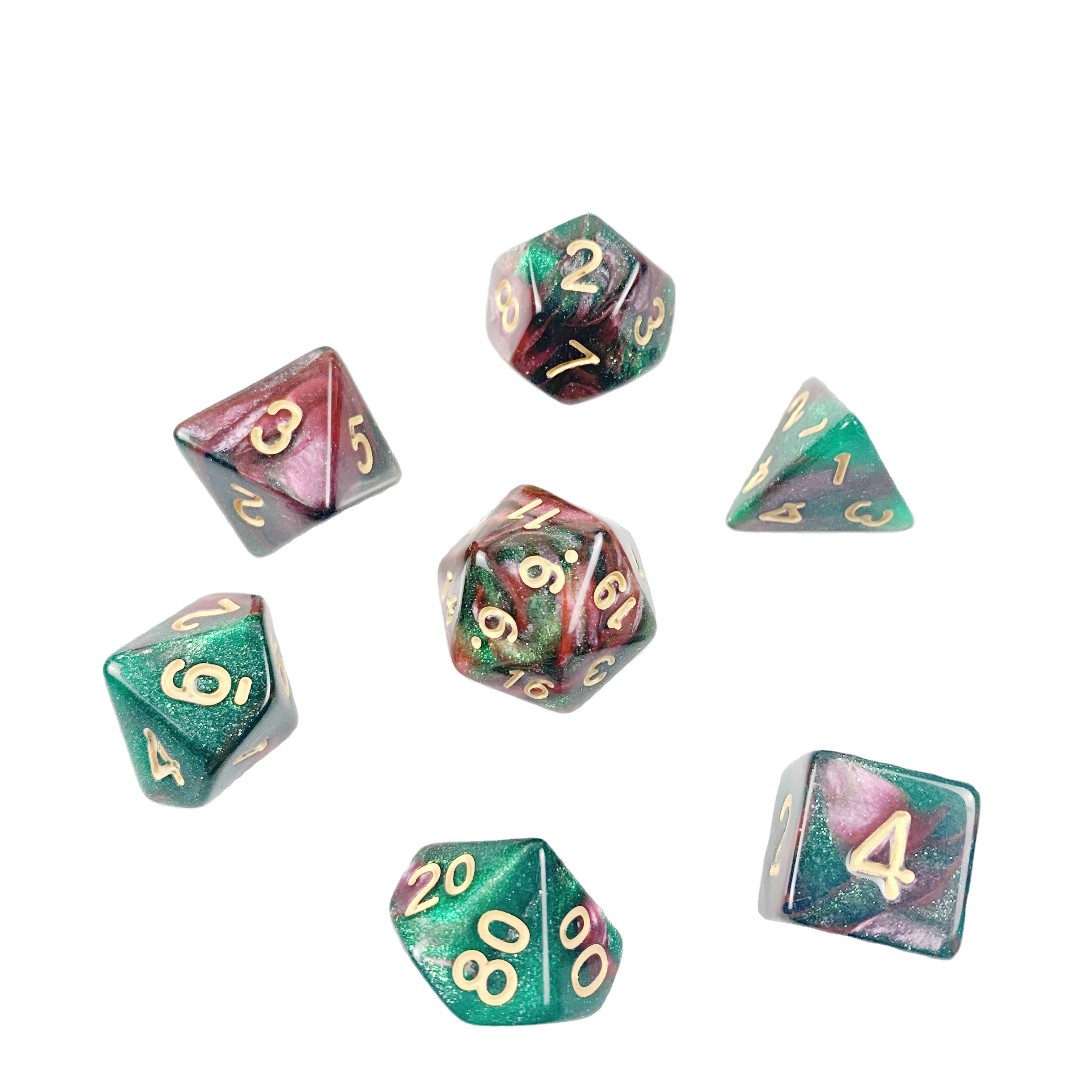 colored playing gaming custom dnd dice set 7pcs per bag polyhedral type D6 cube acrylic plastic product manufacturer