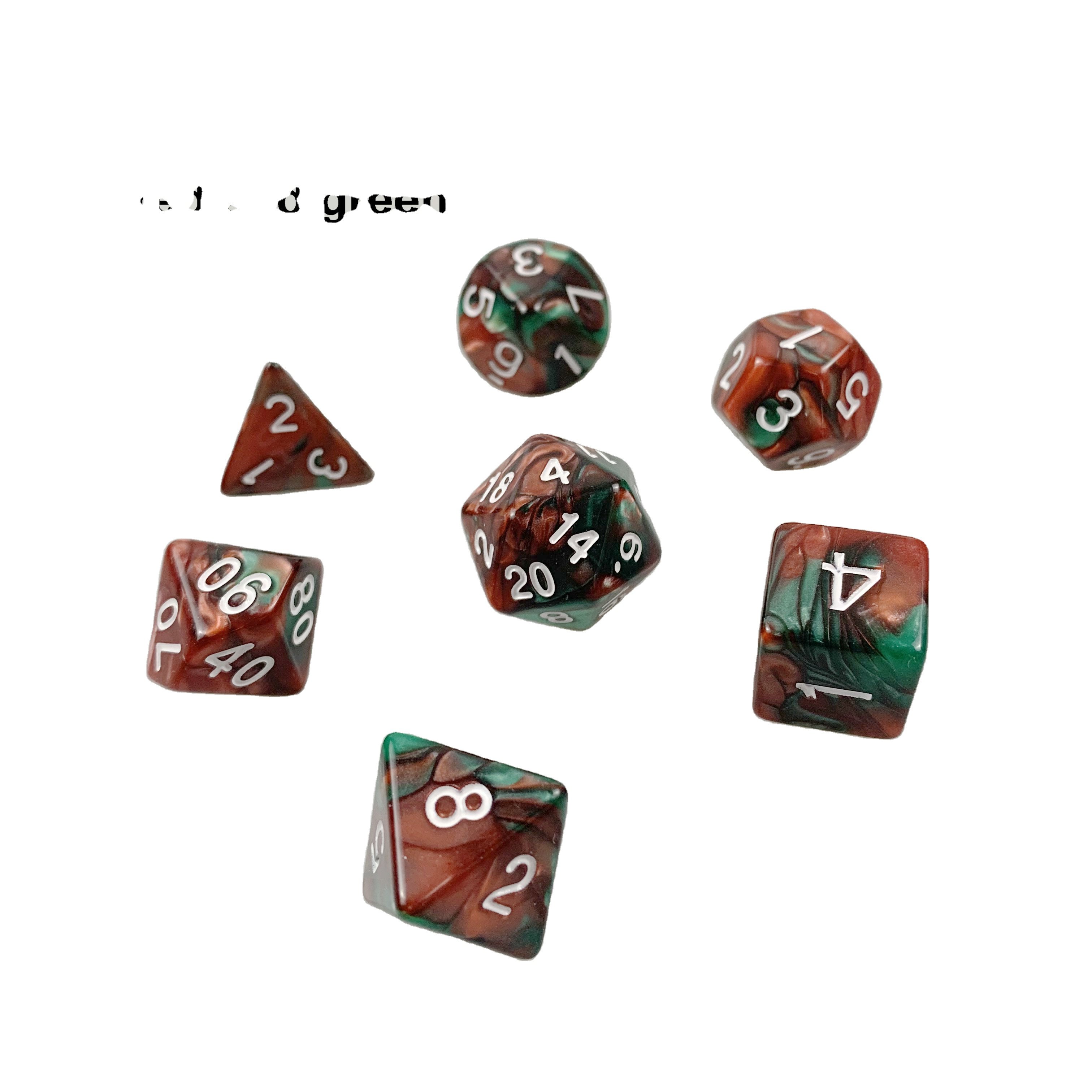 colored playing gaming custom dnd dice set 7pcs per bag polyhedral type D6 cube acrylic plastic product manufacturer