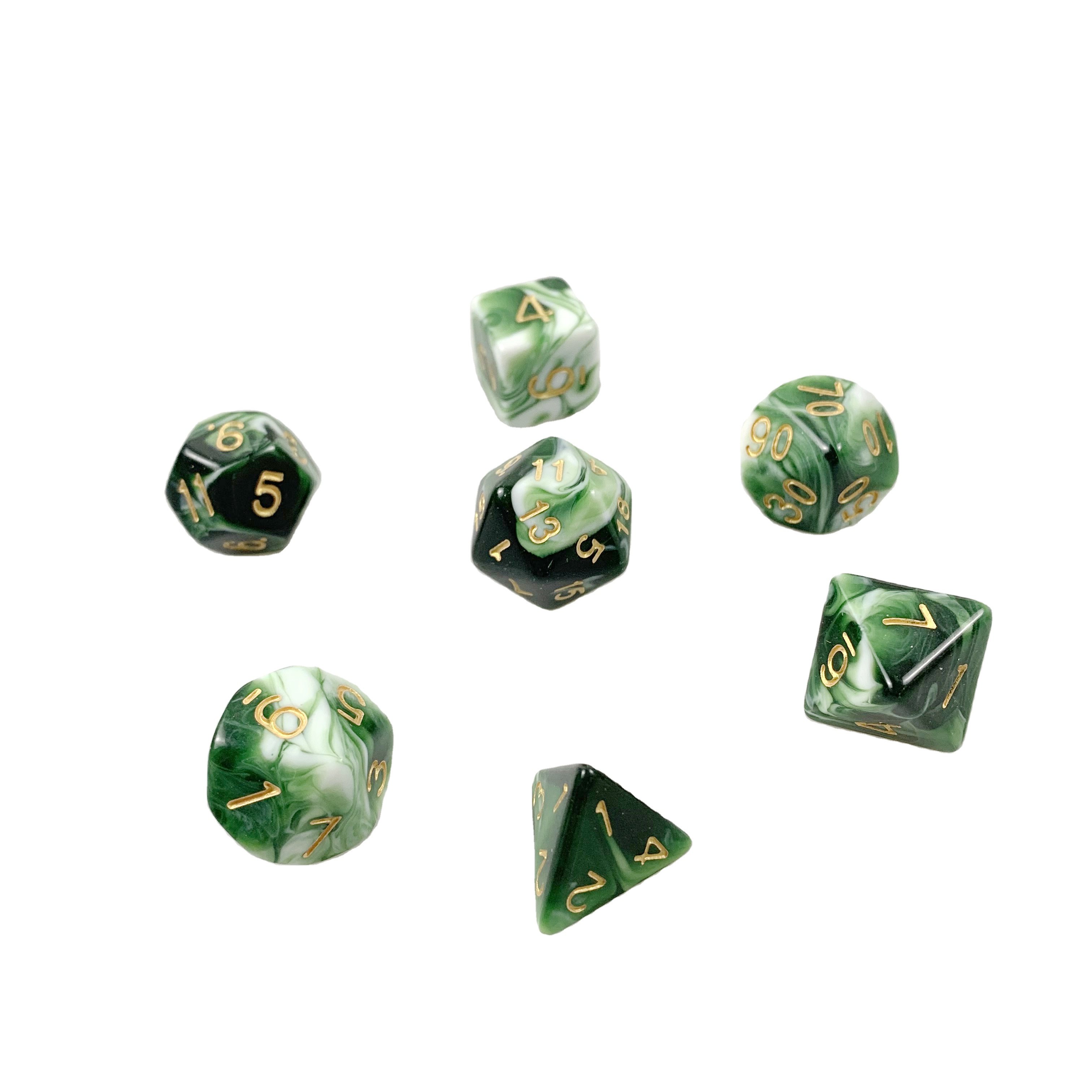 colored playing gaming custom dnd dice set 7pcs per bag polyhedral type D6 cube acrylic plastic product manufacturer