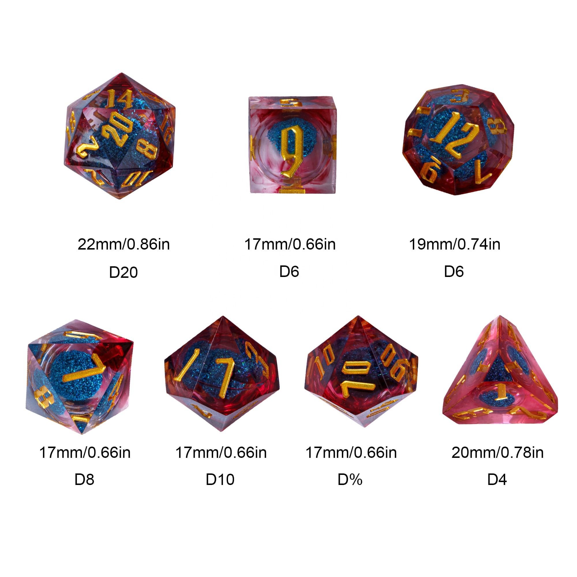 Udixi Custom polyhedr Swirl Liquid dice set Dungeons and Dragons dnd rpg resin dice board game