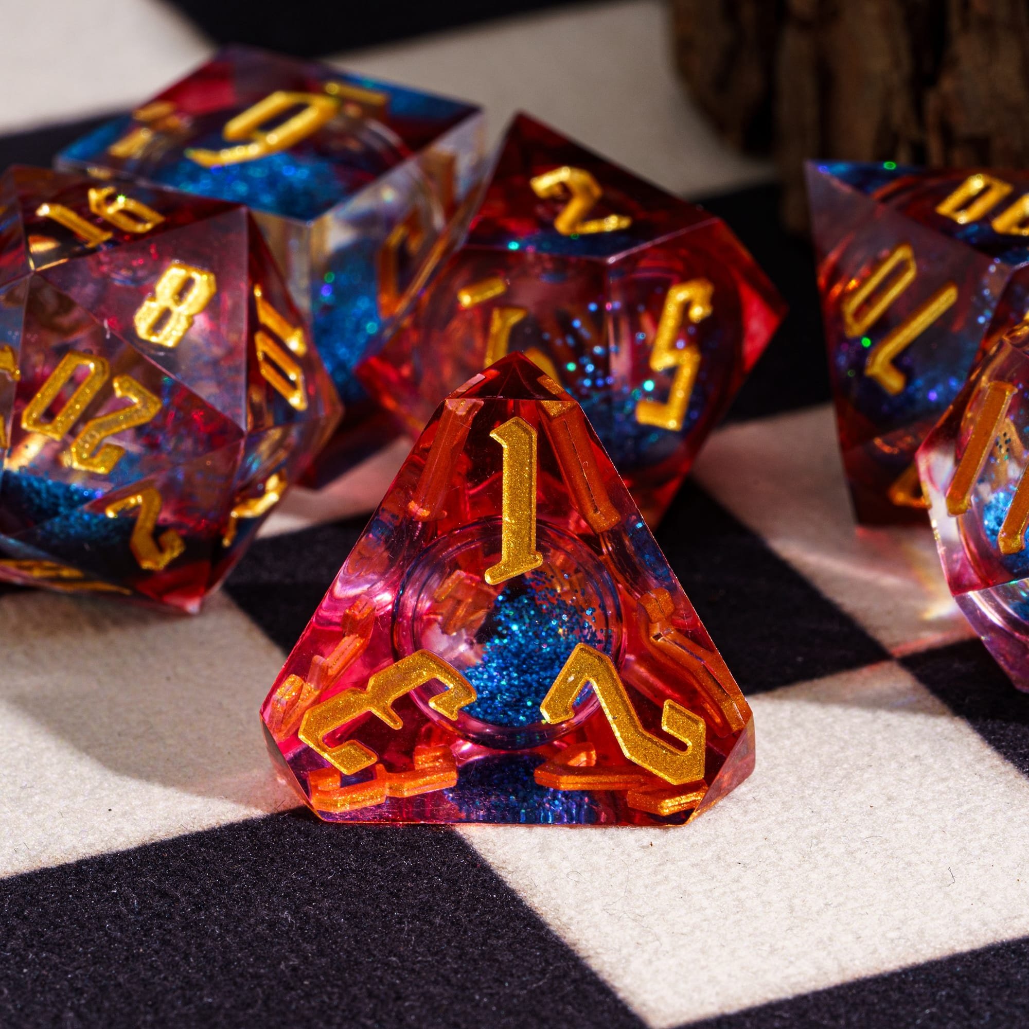 Udixi Custom polyhedr Swirl Liquid dice set Dungeons and Dragons dnd rpg resin dice board game