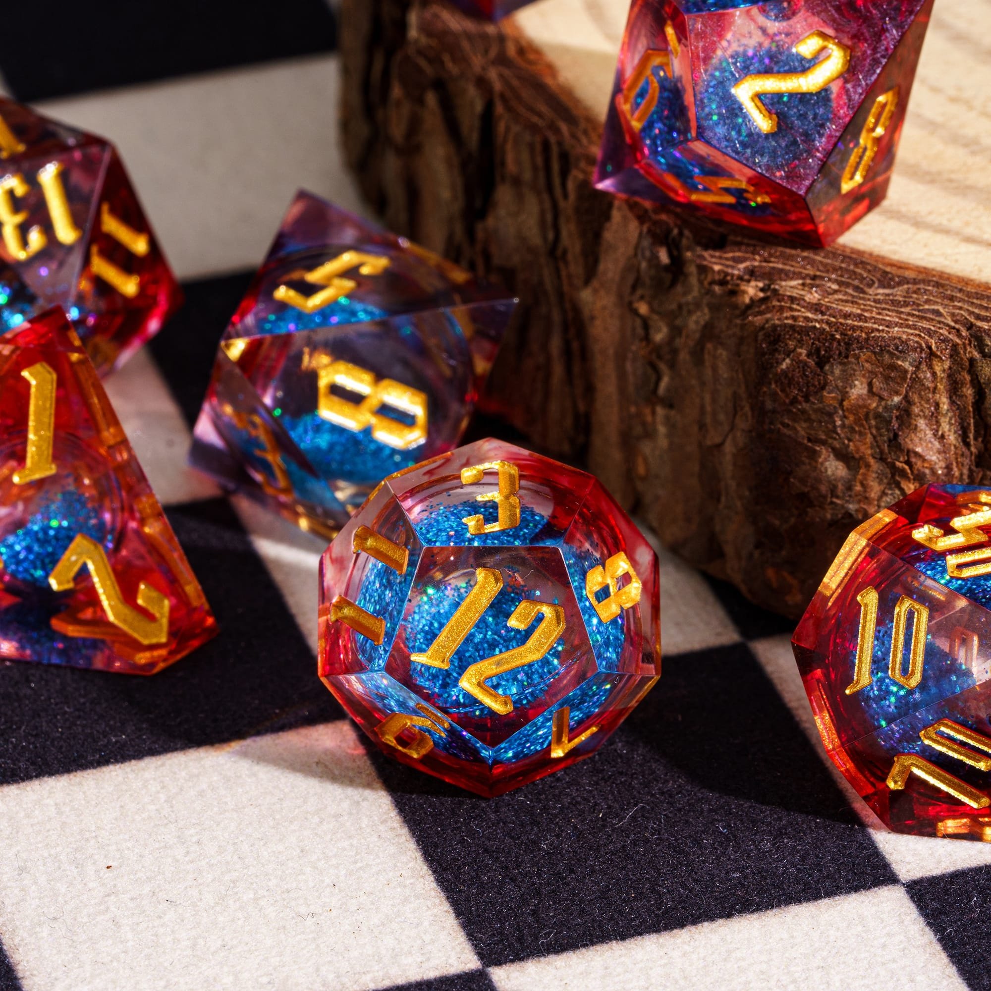 Udixi Custom polyhedr Swirl Liquid dice set Dungeons and Dragons dnd rpg resin dice board game