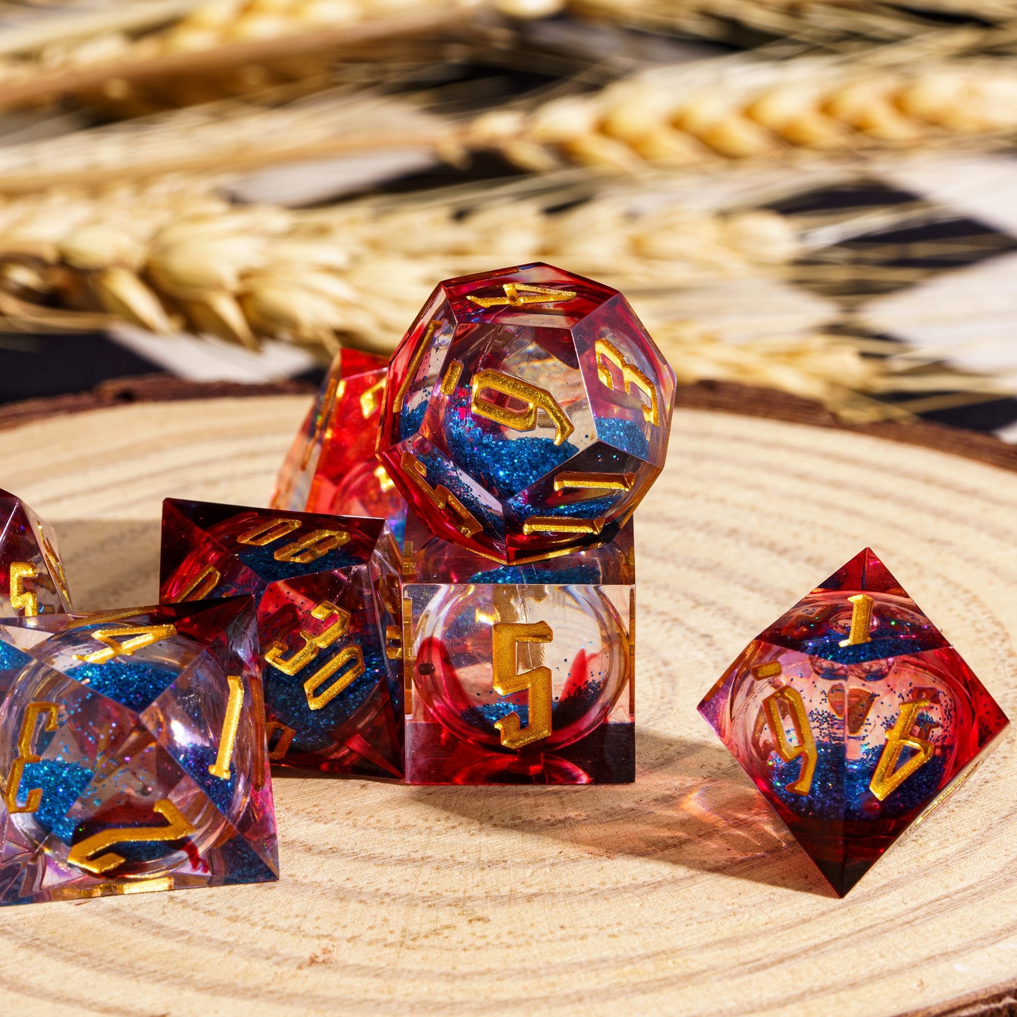 Udixi Custom polyhedr Swirl Liquid dice set Dungeons and Dragons dnd rpg resin dice board game