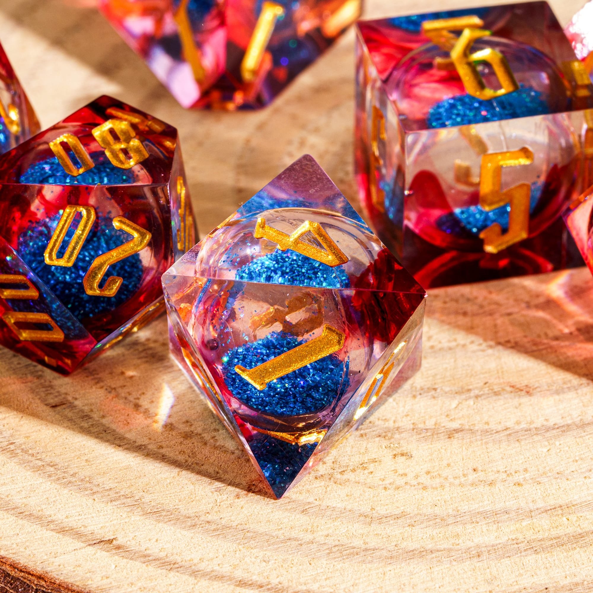 Udixi Custom polyhedr Swirl Liquid dice set Dungeons and Dragons dnd rpg resin dice board game