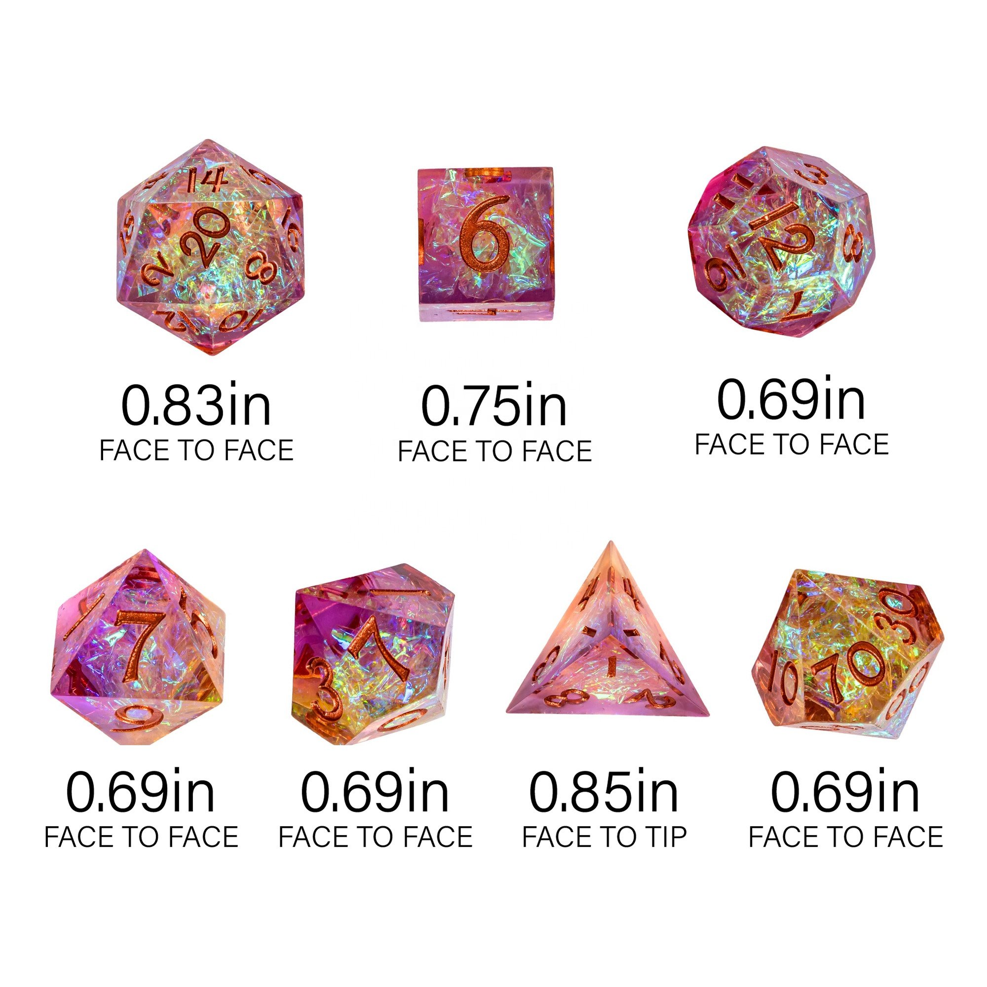 Udixi Custom Handmade Two-Color Glitter Paper Resin Dice Dungeons and Dragons DND RPG board game Dice Set