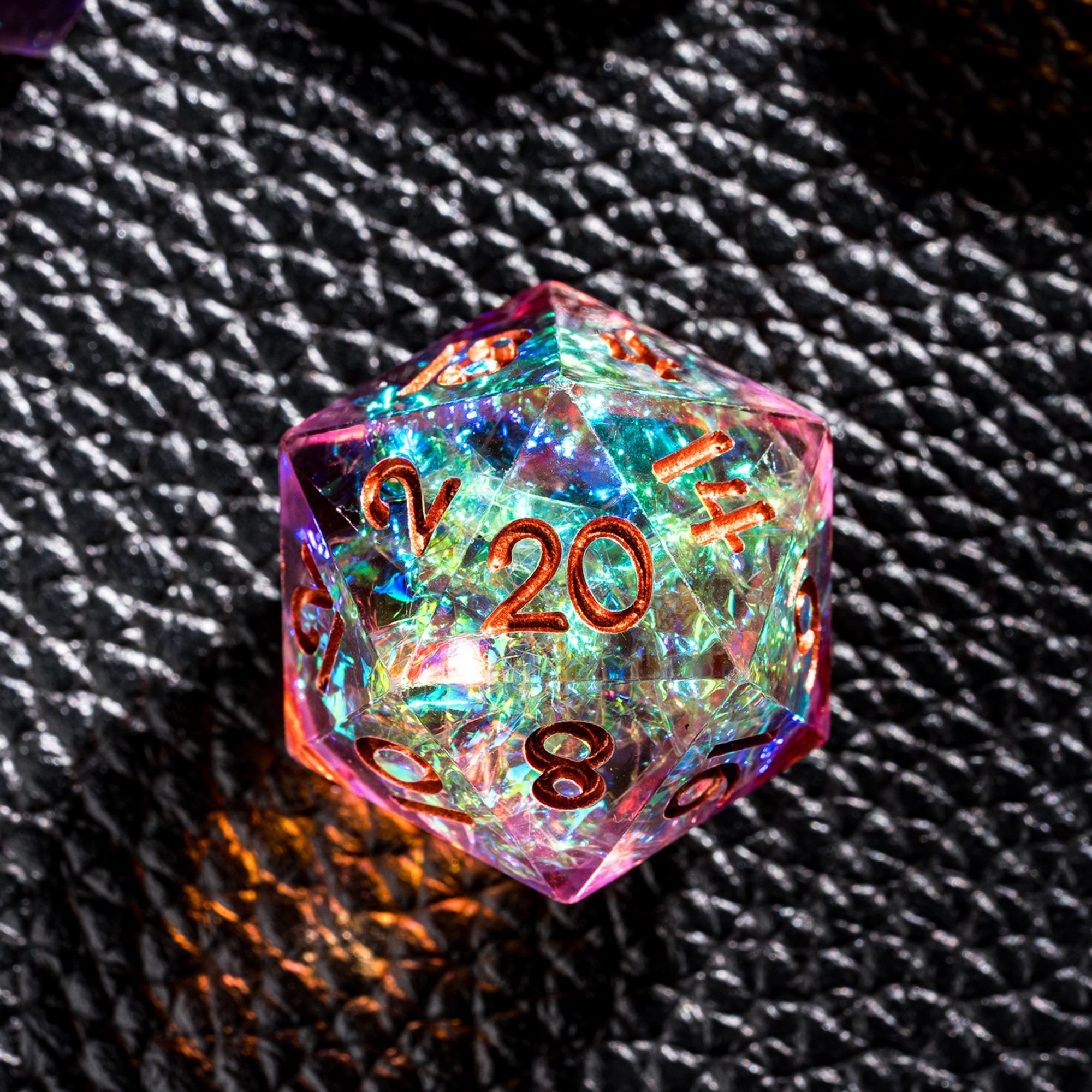 Udixi Custom Handmade Two-Color Glitter Paper Resin Dice Dungeons and Dragons DND RPG board game Dice Set