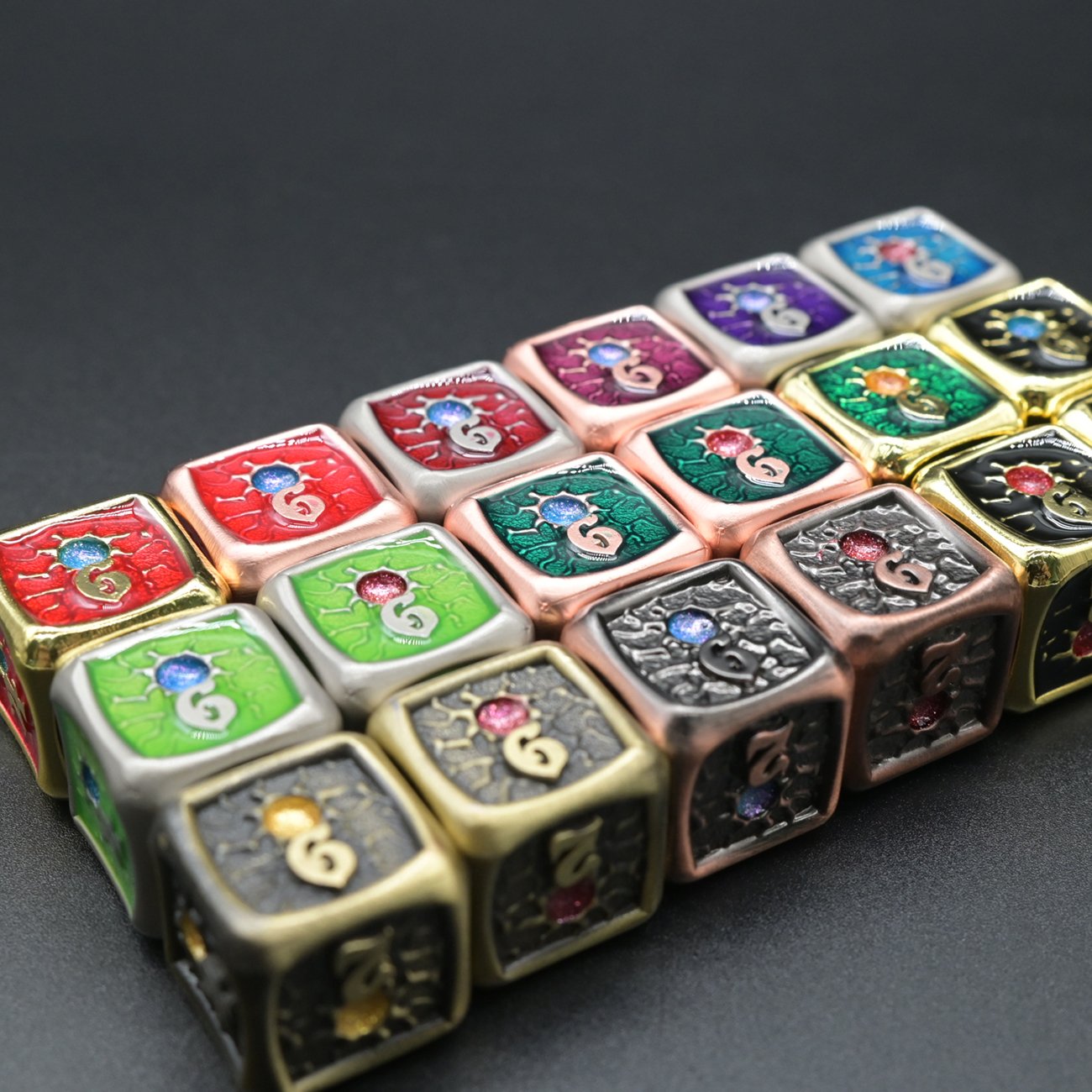 18 Available colors Polyhedral 20mm D20 Spirit Blossom Metal DND Dice Set for Entertainment Game