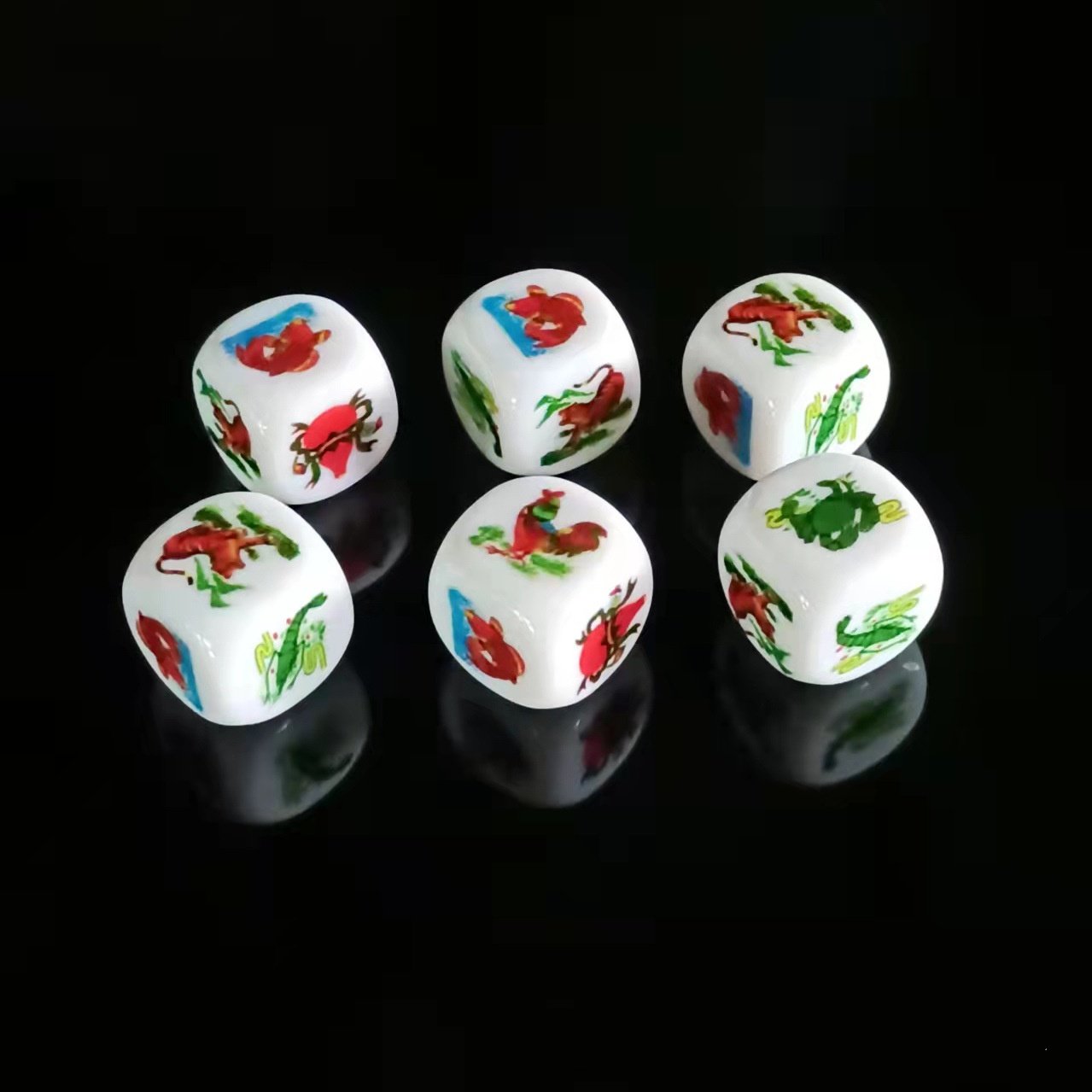 16mm 6d party game bet paper games funny fish shrimp crab gourd copper chick animal casino acrylic chinese dice