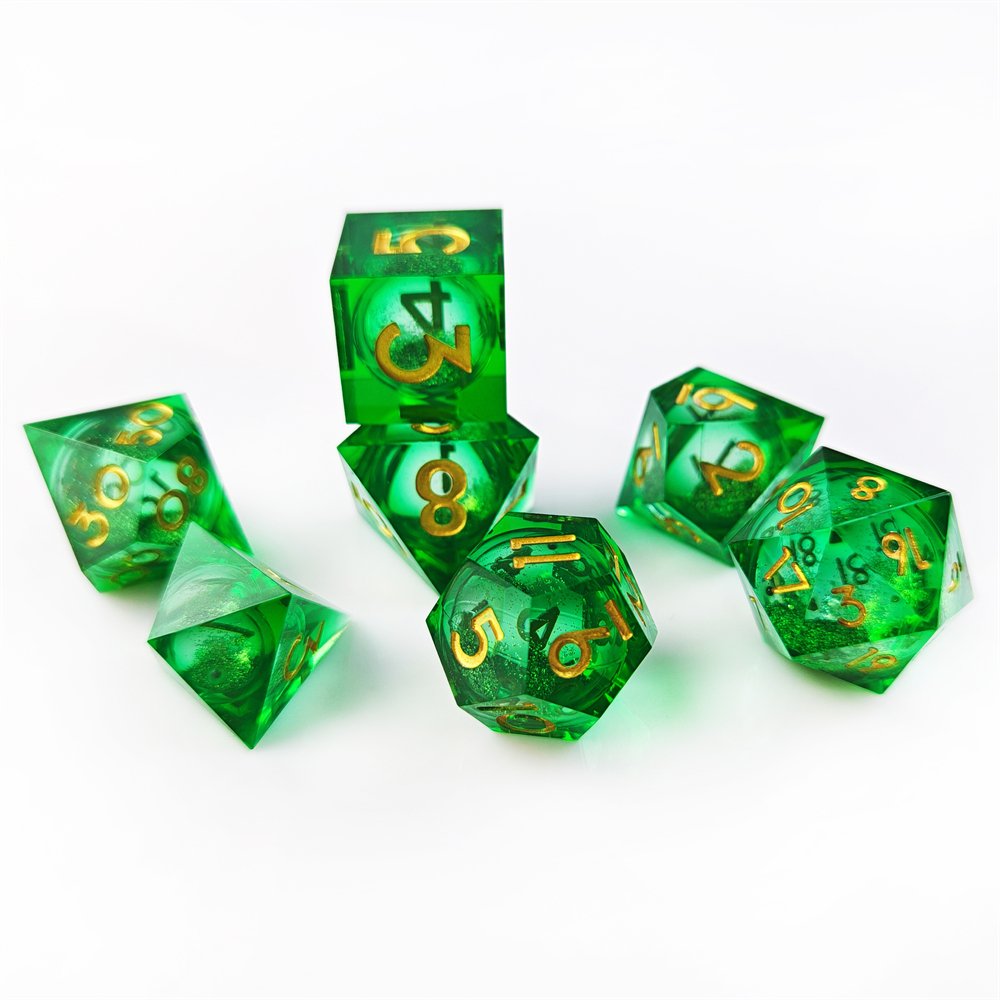 Dungeons & Dragons Role-playing Game Dice 7pcs Polyhedral Blue Liquid Core Sharp Edge Resin Dice Set