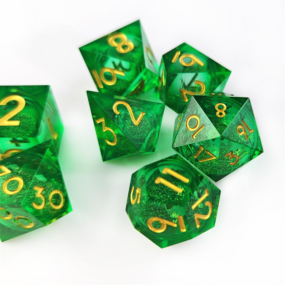 Dungeons & Dragons Role-playing Game Dice 7pcs Polyhedral Blue Liquid Core Sharp Edge Resin Dice Set