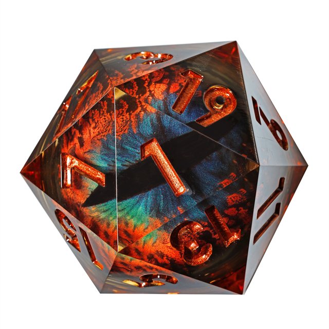 MINI PLANET Custom Dragon Eye D20 Liquid Core Dice 50mm Polyhedral Resin Dice Set DND Dice For TRPG Dragon and Dungeon Game
