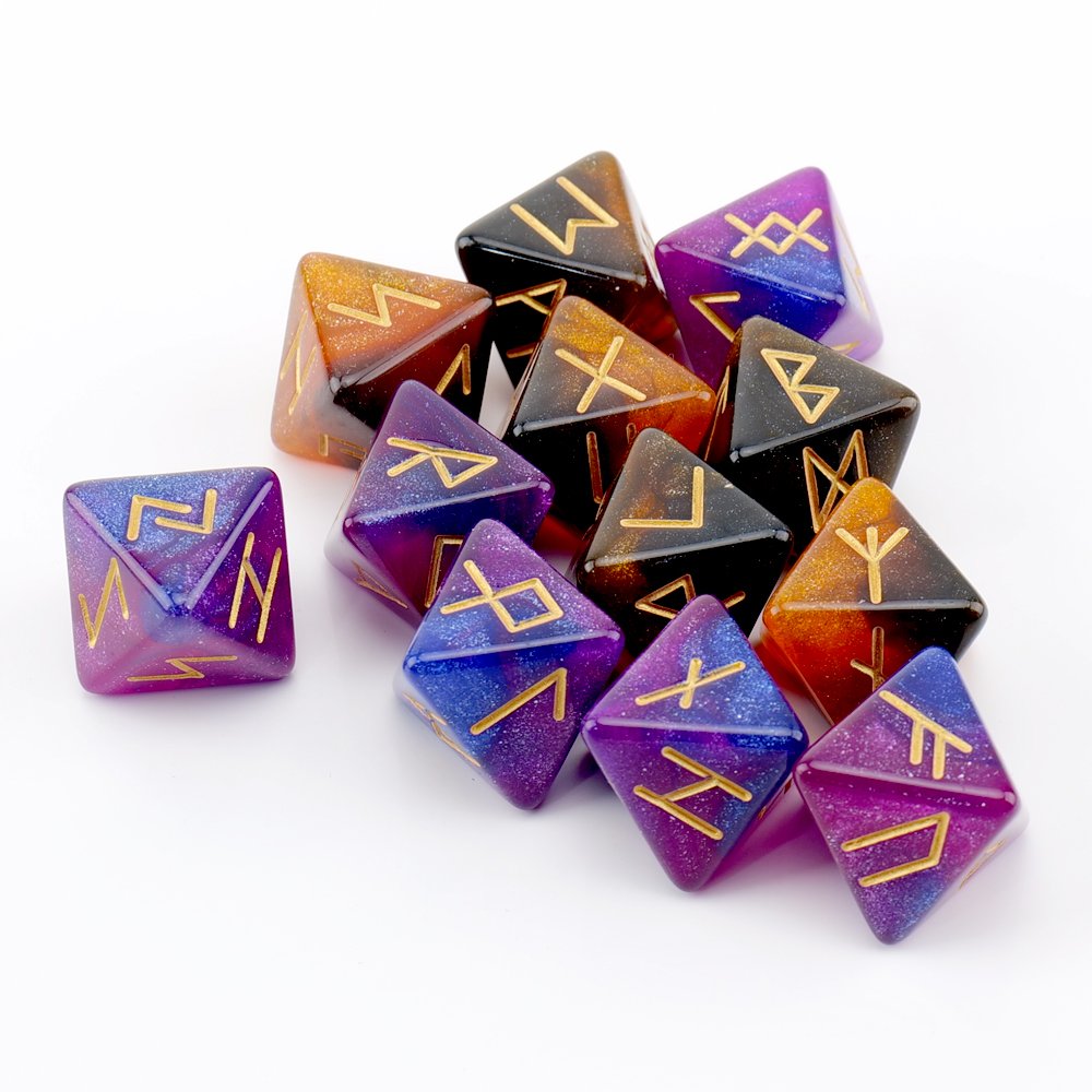 Rune dice D8 Viking Runes of Labradorite Elder Futhark Dice Norse Runic Gemstone Divination Dice for Crystal Gazing