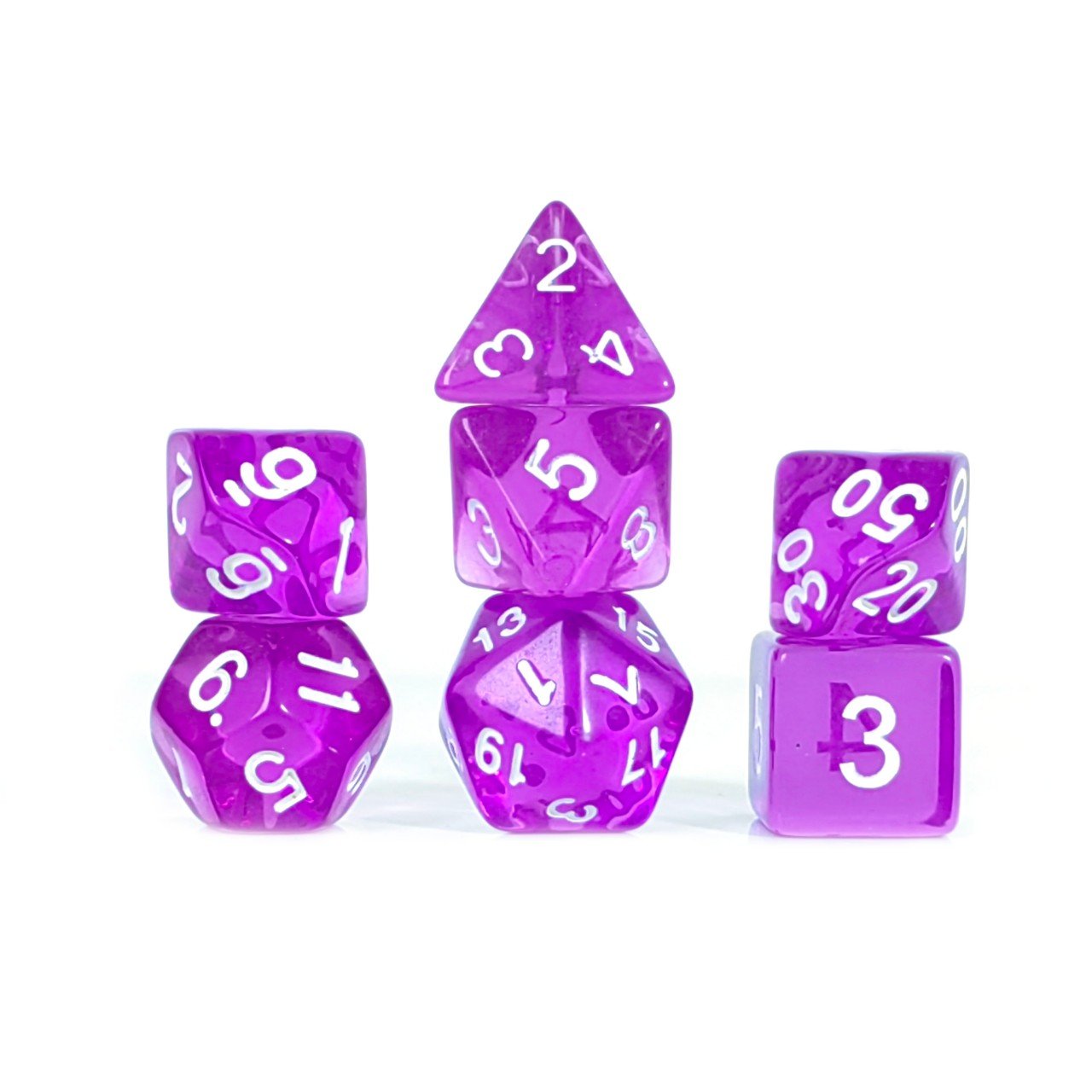 In Stock bulk Transparent purple Square polyhedral dice for Dnd games