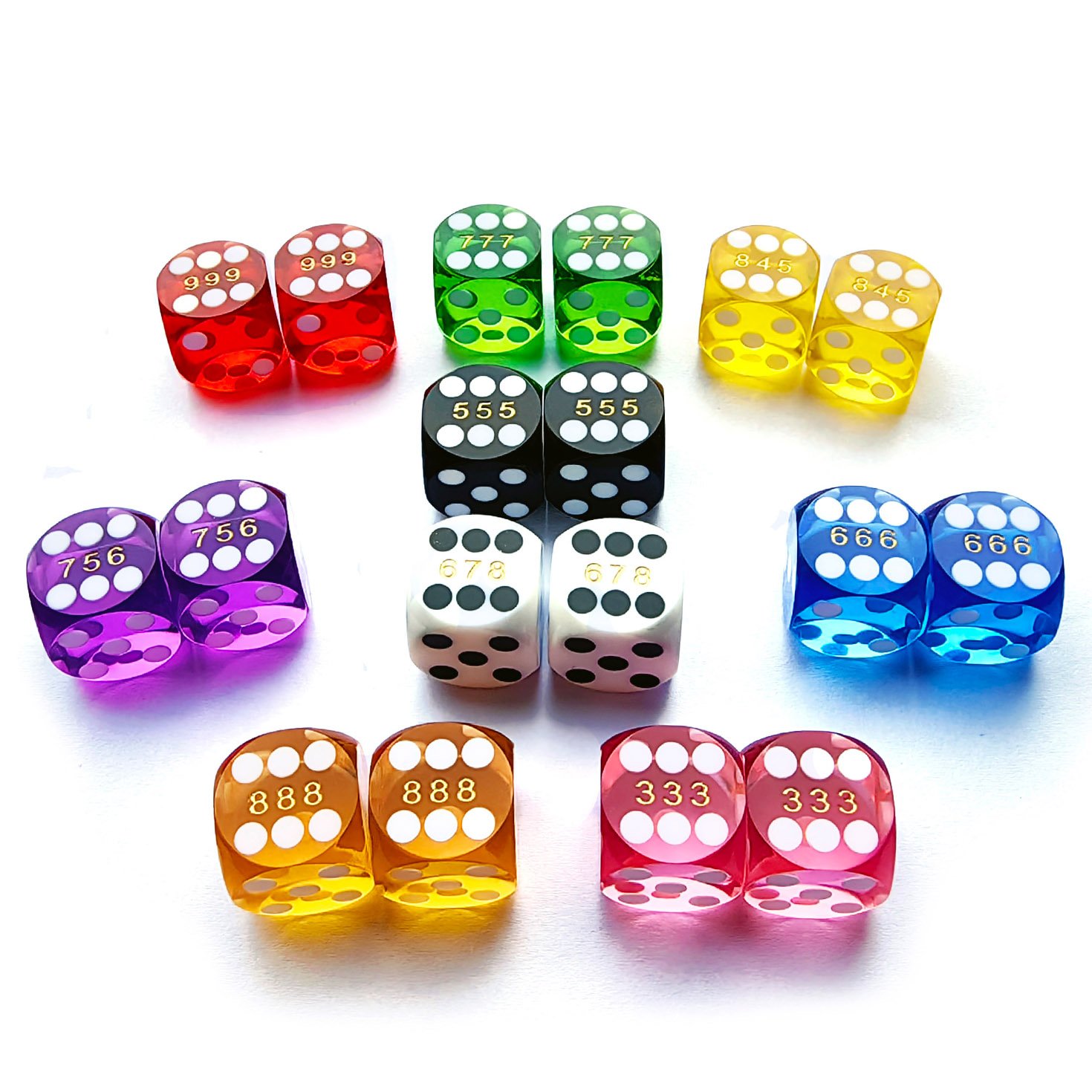 Bescon Dice Professional Precision Dice Round Corner 5/8" (16mm) with Random Serial Number, Precision Cut Dice 16MM