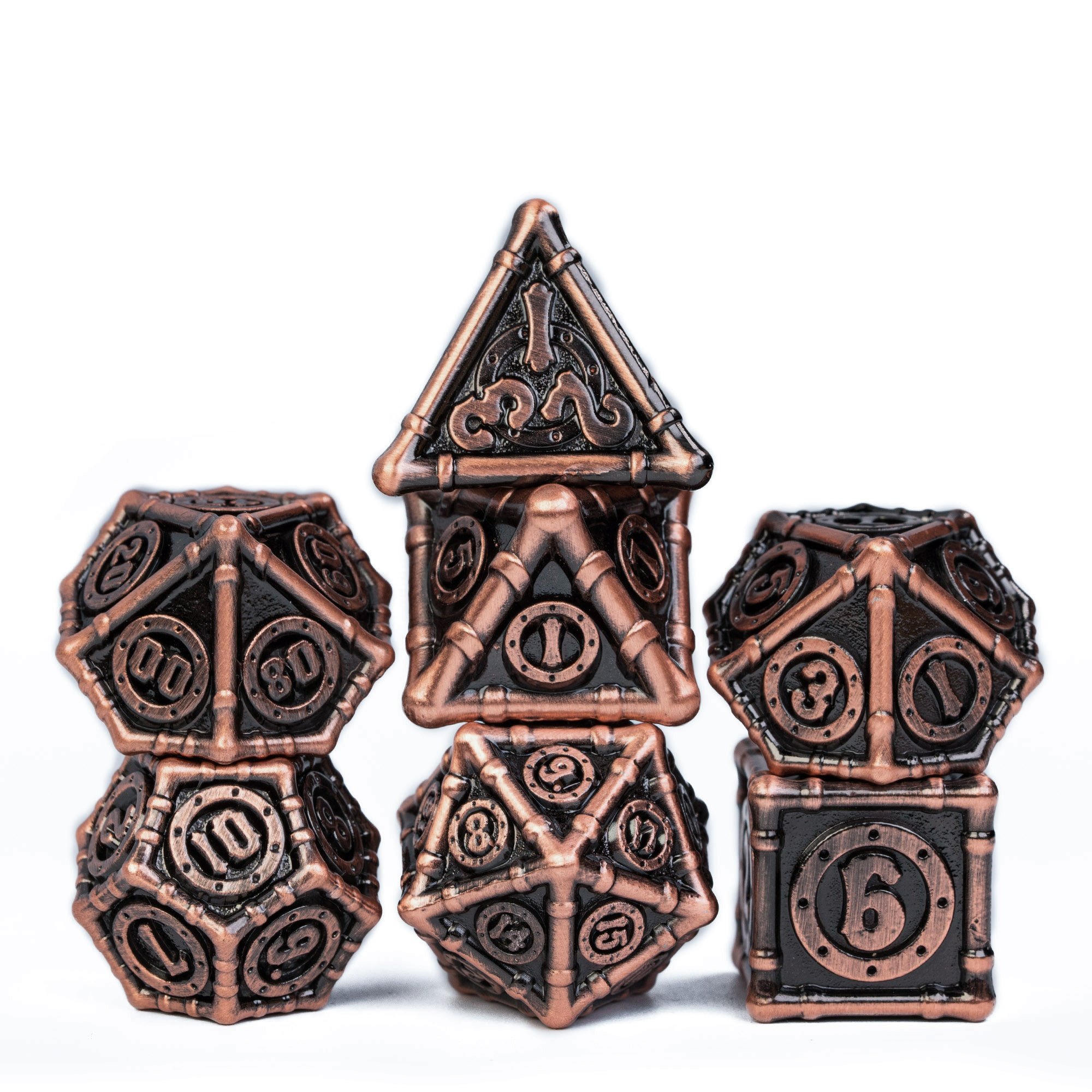 Udixi Polyhedral custom logo rpg dungeons and dragons metal dice game set Ancient Steampunk