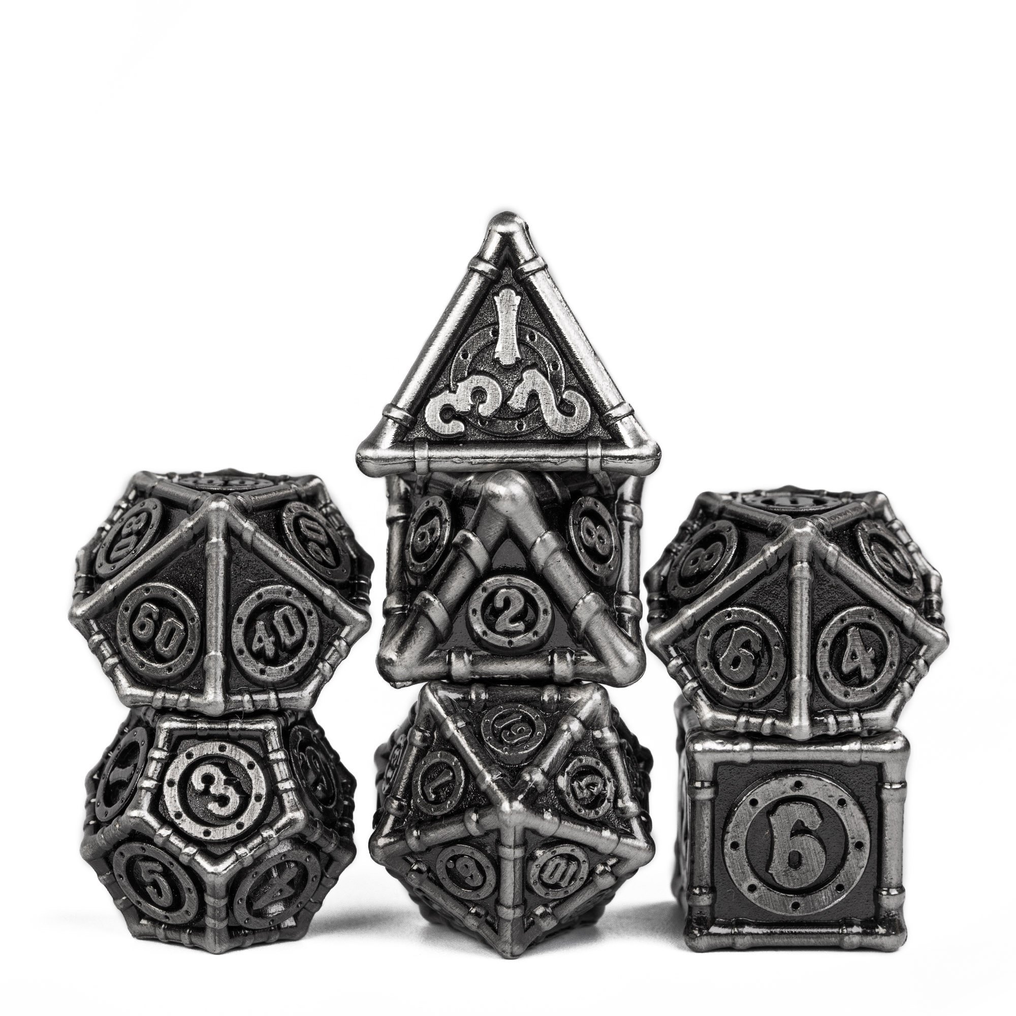 Udixi Polyhedral custom logo rpg dungeons and dragons metal dice game set Ancient Steampunk