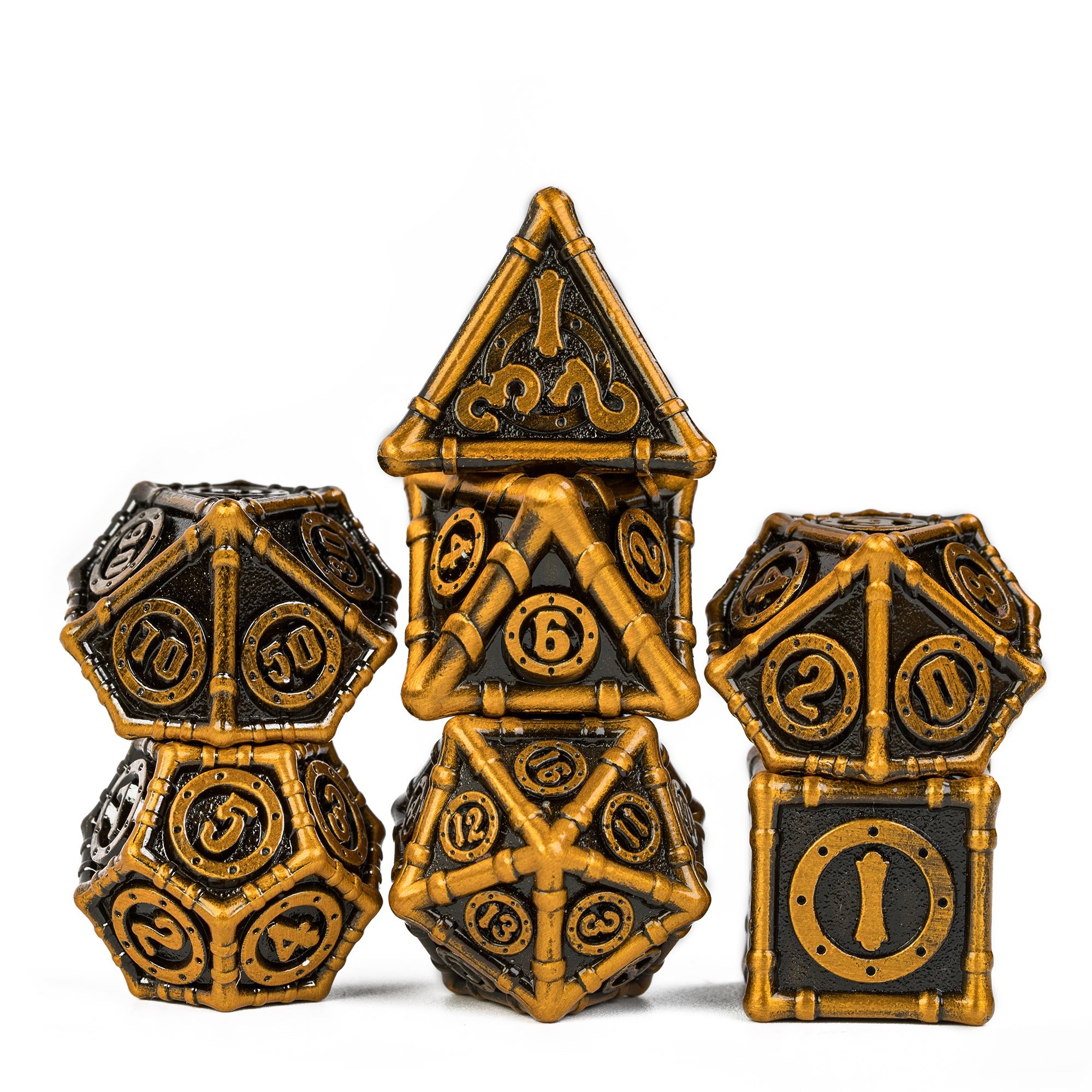 Udixi Polyhedral custom logo rpg dungeons and dragons metal dice game set Ancient Steampunk