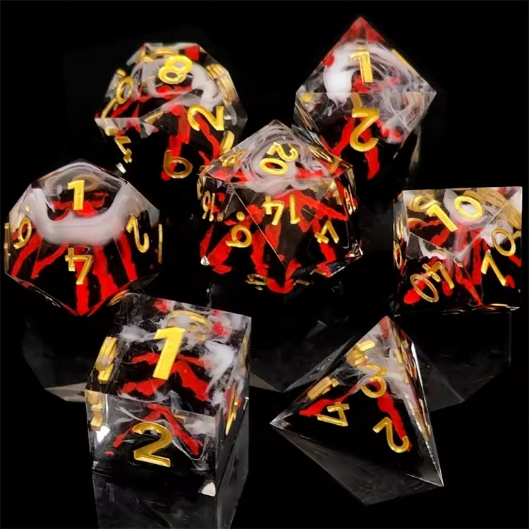 Erupting Volcanic Lava Design Dice RPG Sharp Edge Resin Dice for DND Game Player